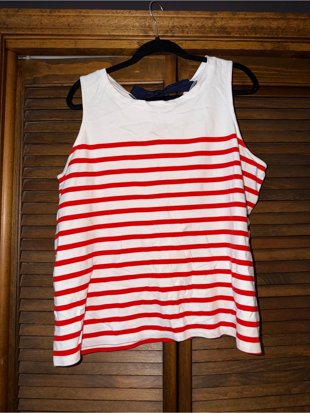 crown & ivy White Tank Top with Red Stripes